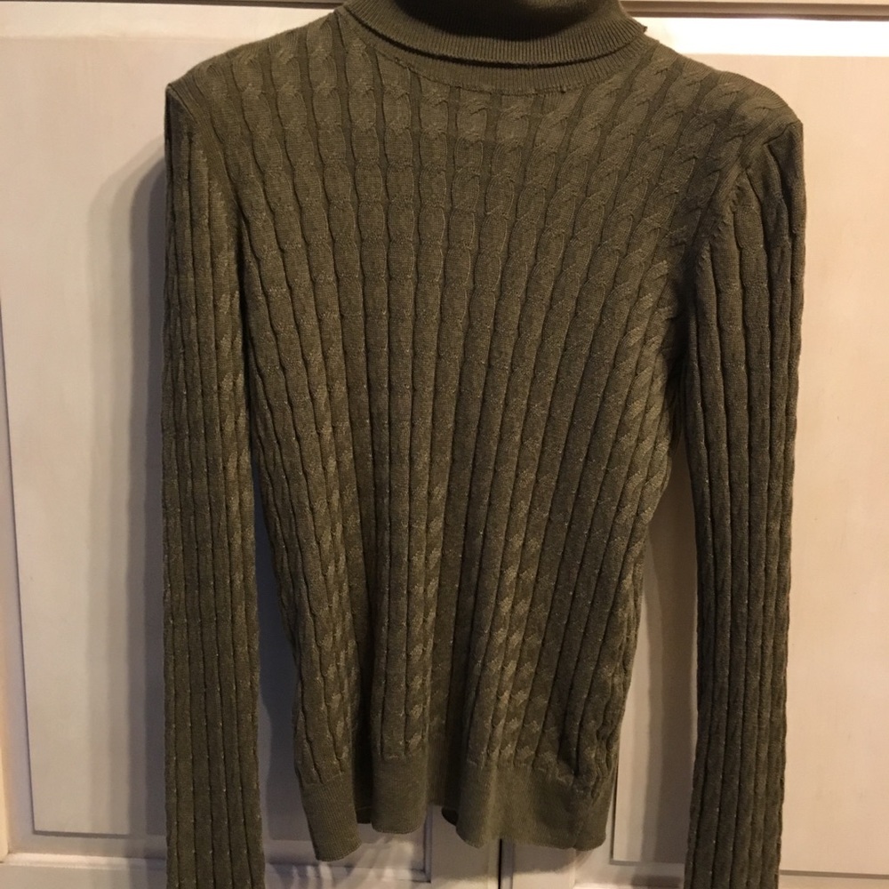 MANGO Basics knit turtleneck sweater/ hunter green